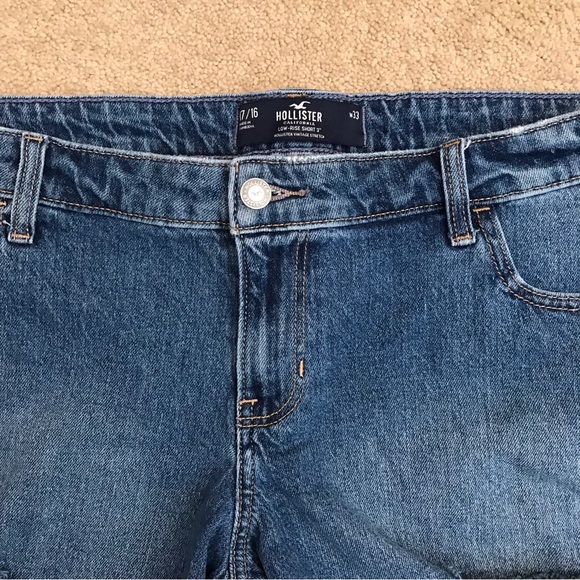 Hollister Distressed Denim Shorty Shorts Womens Size 17 Waist 33 Low Rise Frayed - Picture 5 of 11